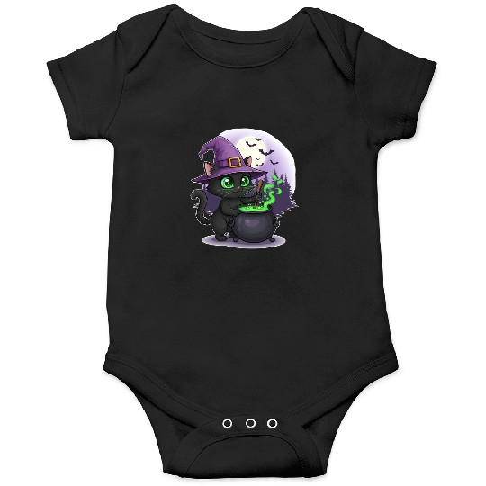 Enchanting Witch Cat Under Full Moon Onesies