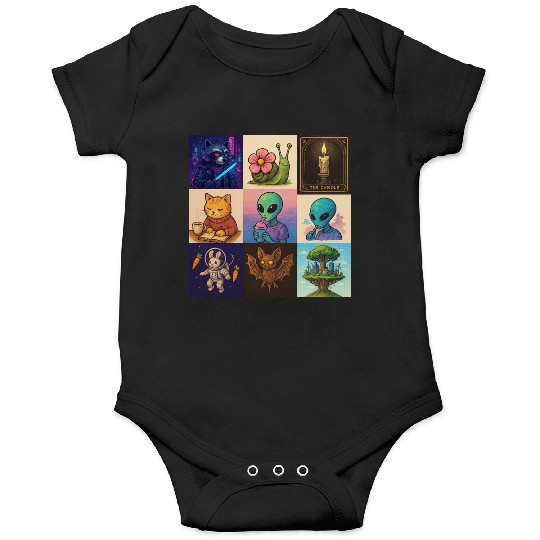 Whimsical Celestial Animal and Alien Designs Onesies