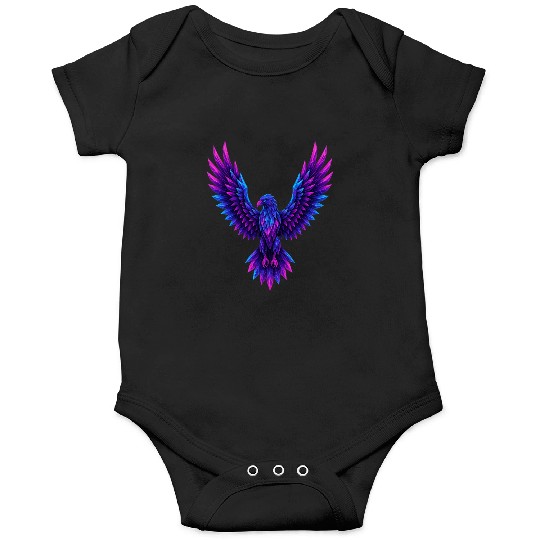 Vivid Blue-Purple Mythical Phoenix Onesies