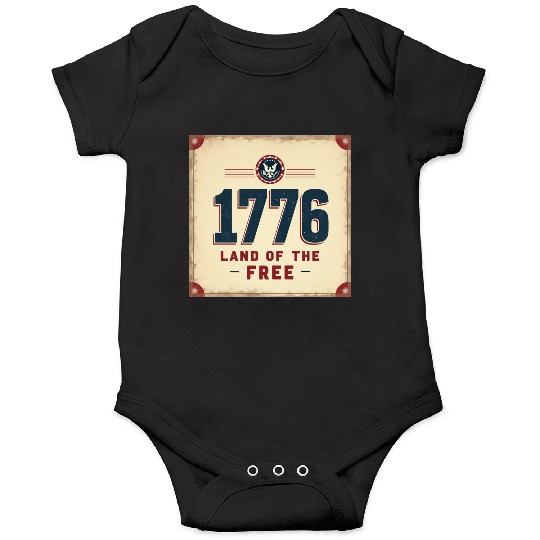 1776 Land of the Free Patriotic Emblem Onesies