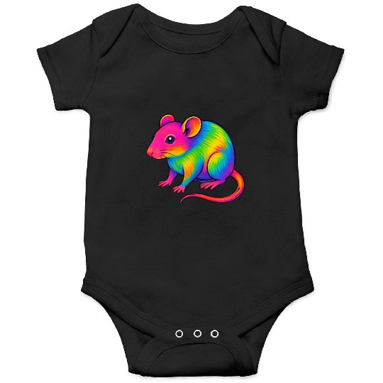 Vibrant Rainbow Rat Illustration Onesies