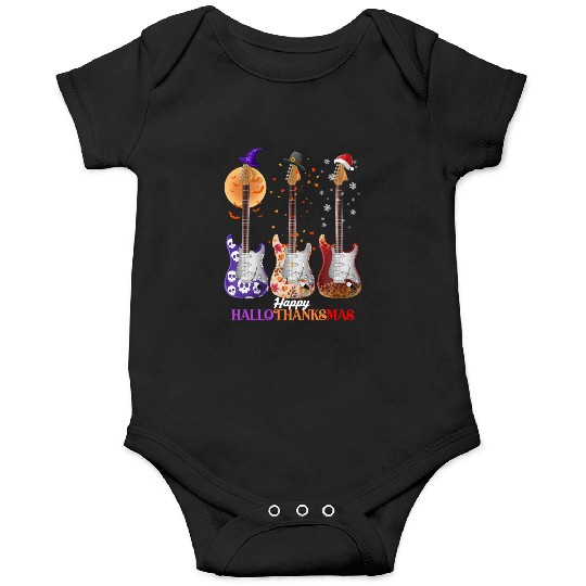 Happy HalloThanksMas Guitar  Onesies