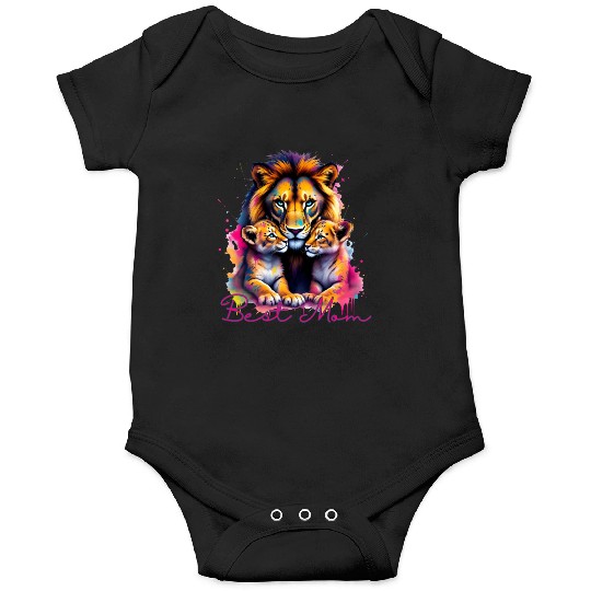 Colorful Lion Cubs and Mother Design Onesies