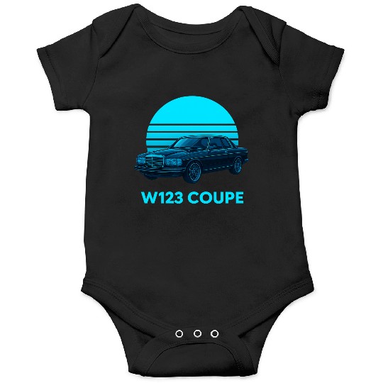 Black W123 Coupe – Neon Retro 80s Style Automotive Onesies