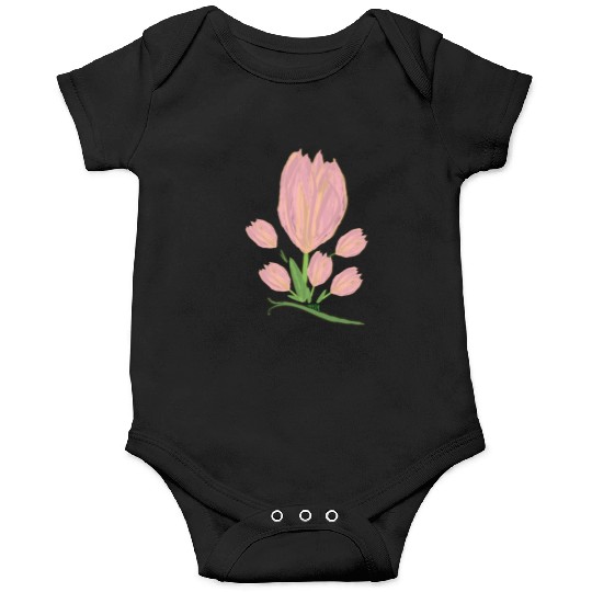 Elegant Pink Tulips  Illustration Onesies