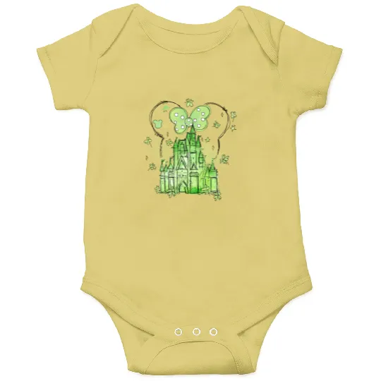 Disneyland St Patricks Day Onesies, Clover Disney Castle Minnie Mouse Onesies