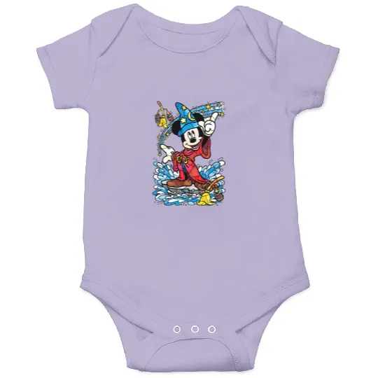 Disney Fantasia Sorcerer Mickey Mouse Magic Wizard Retro Onesies