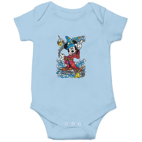 Disney Fantasia Sorcerer Mickey Mouse Magic Wizard Retro Onesies, Magic Kingdom Onesies Family Birthday Gift