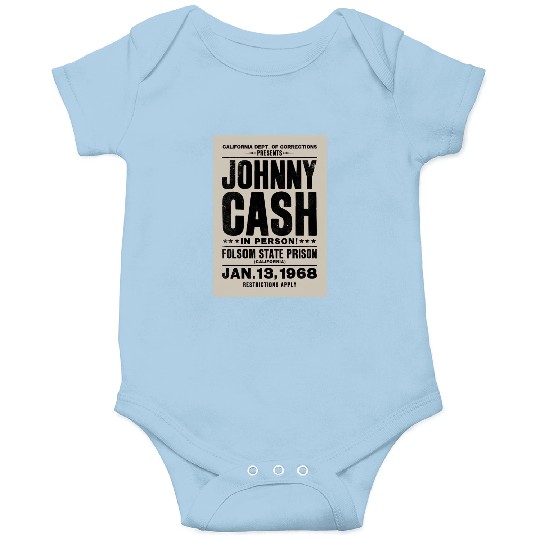 Johnny Cash Vintage Folsom Prison Concert Poster Classic Onesies