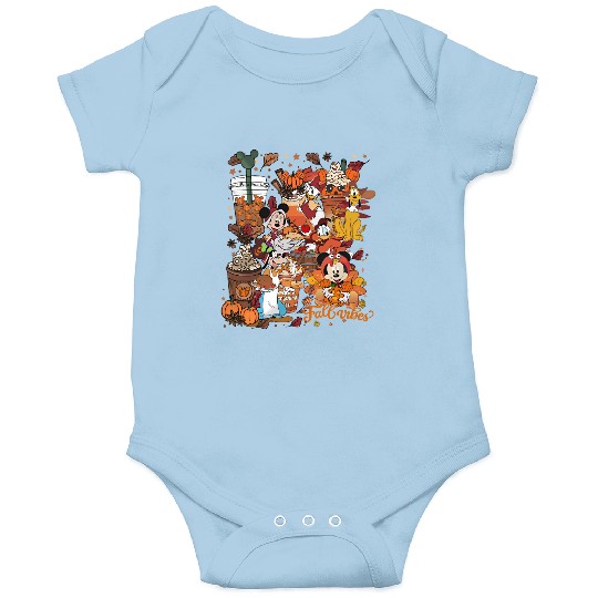 Disney Fall Vibes Onesies, Disney Pumpkin Spice Onesies, Mickey And Friends Fall Onesies