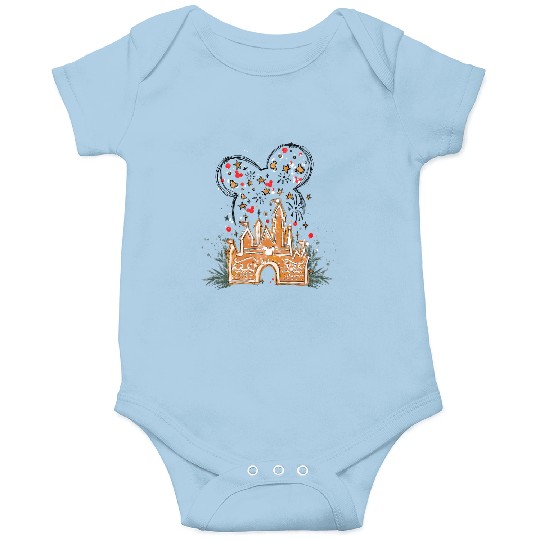 Discover Mickey Gingerbread Castle Onesies, Christmas Castle Onesies, Disney Christmas Onesies