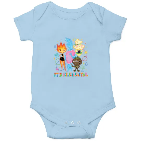 Disney Pixar It's Elemental Onesies, Elemental Ember And Wade Onesies