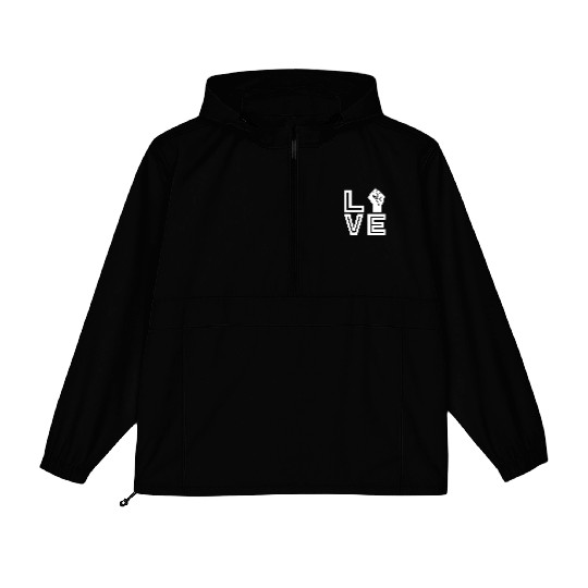 Black Love With Fist Packable Anorak Jackets