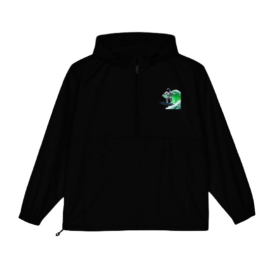 Green waves surfing astronaut Packable Anorak Jackets