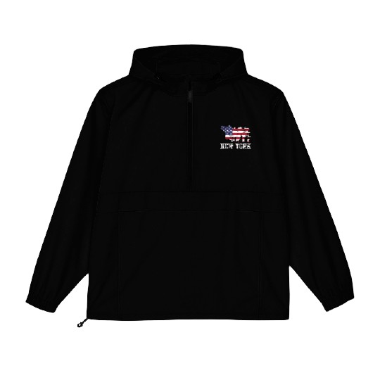 New York City Nyc Skyline Usa Flag America Packable Anorak Jackets