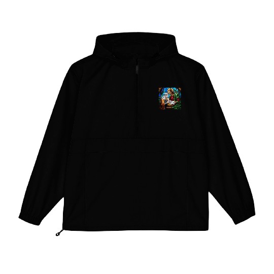 Holly family cristal stained glass image Packable Anorak Jackets