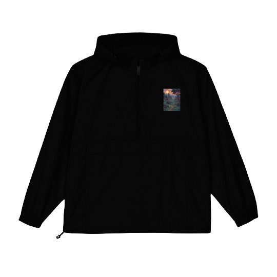 Haunted 16 Bit Village at Dusk Creepy pixelate Packable Anorak Jackets
