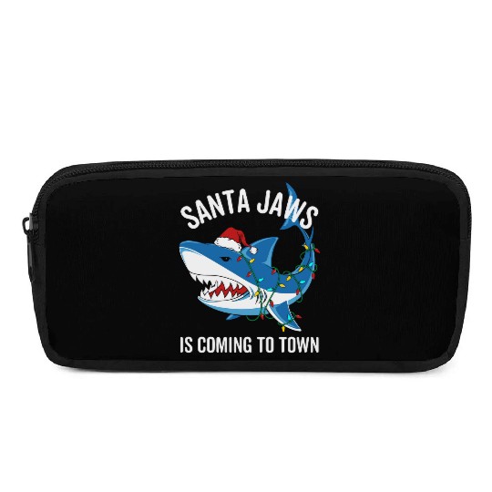 Santa Jaws Is Coming To Town Funny Christmas Shark Pencil Cases
