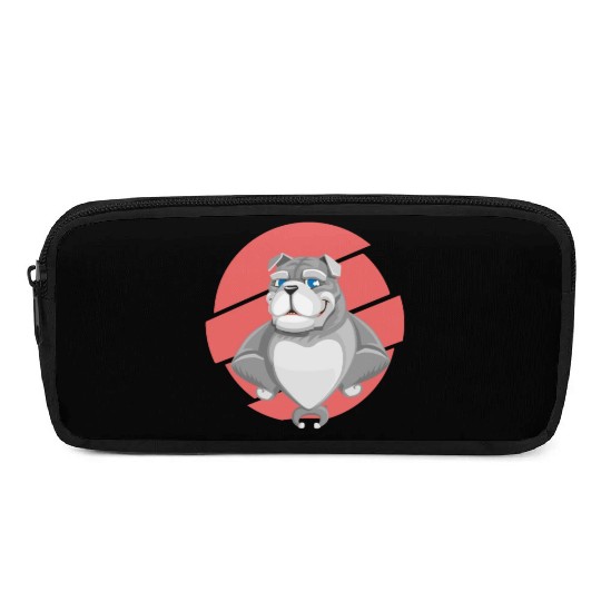 Cute English Grey Bulldog Artwork Pencil Cases