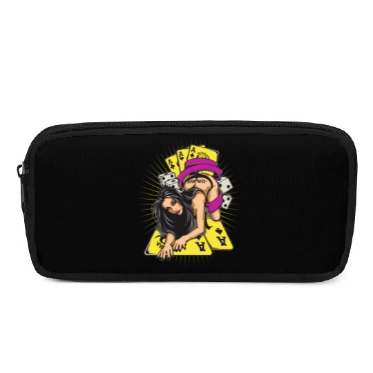 Sexy-girl-cards-aces-poker-game-cartoon Pencil Cases