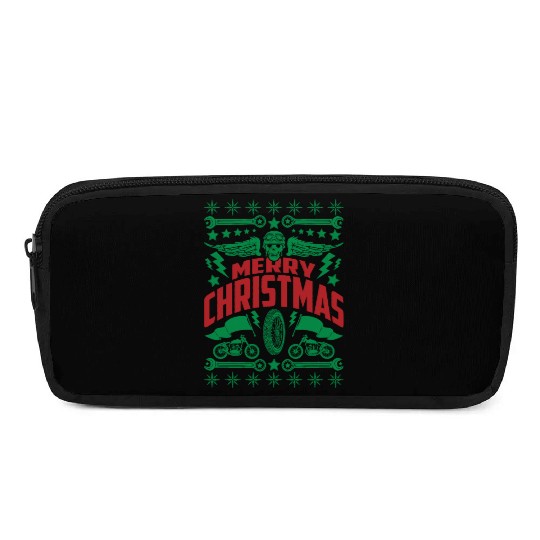 Motorcycle Christmas Pencil Cases