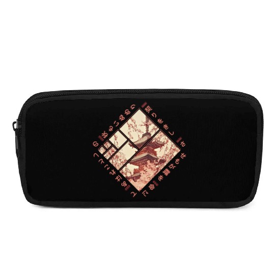 Geometric Japanese Karuta Autumn Poem Pencil Cases