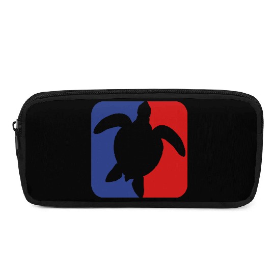 red blue square button sea turtle silhouette outli Pencil Cases