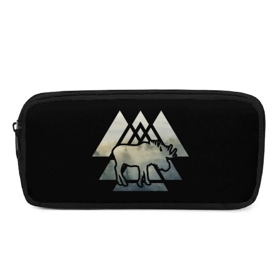 Elk Moose Silhouette Mountain Forest Pencil Cases