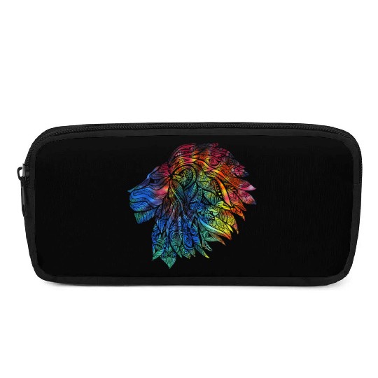 Psychedelic Lion Design Gift. Rainbow Mandala Pencil Cases