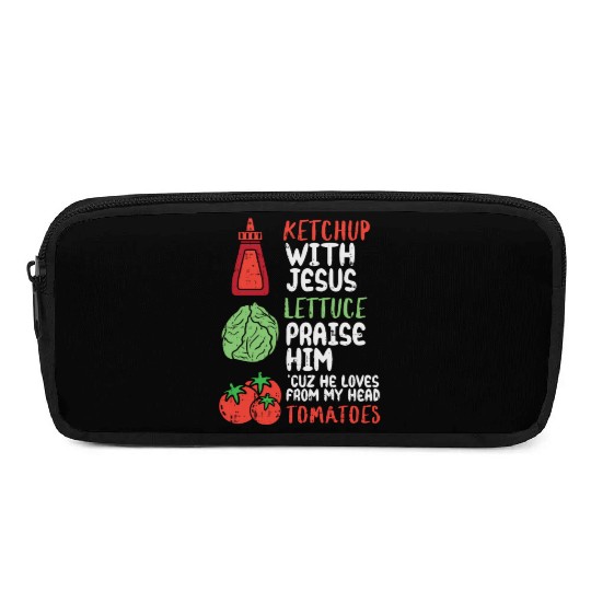 Ketchup With Jesus I Vegan Jesus Christ Christian Pencil Cases