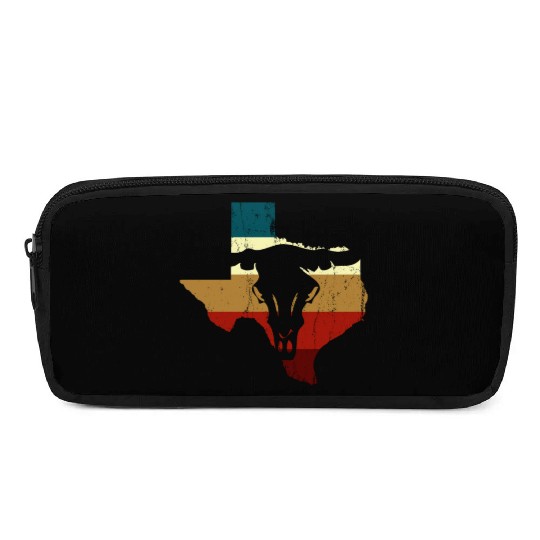 Vintage Texas State Longhorn Silhouette Cowboy Pencil Cases