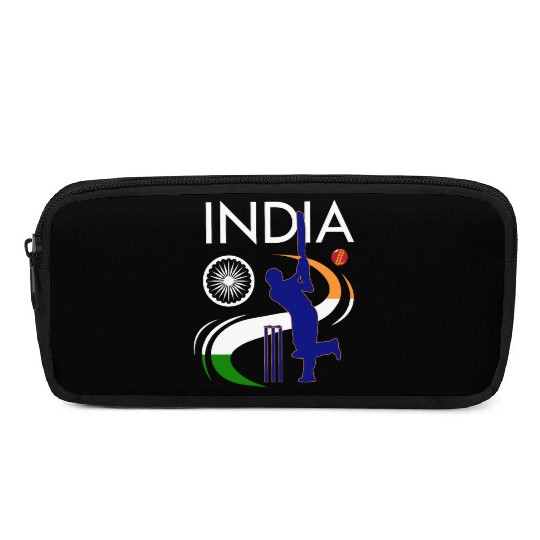 India Cricket With Indian Flag Brush Stroke Pencil Cases