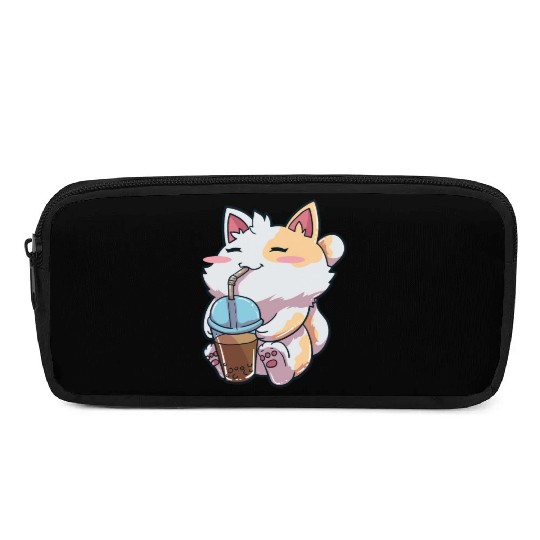 Cat Bubble Tea Anime Pencil Cases