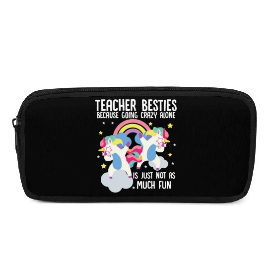 Funny Teacher Besties Goin Crazy Preschool Teacher Pencil Cases