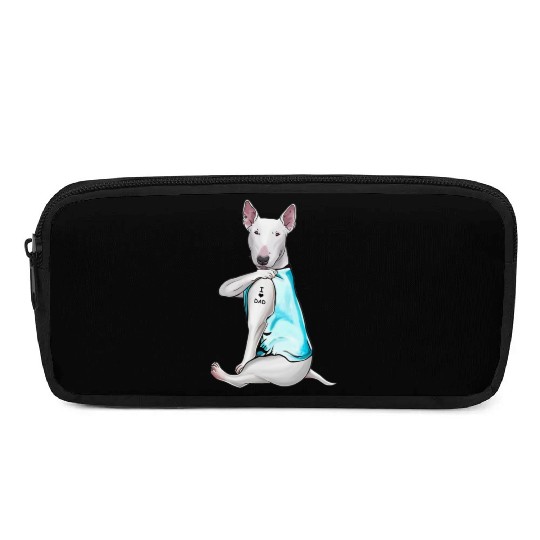Bull Terrier Tattoos I Love Dad Sitting Gift Fathe Pencil Cases