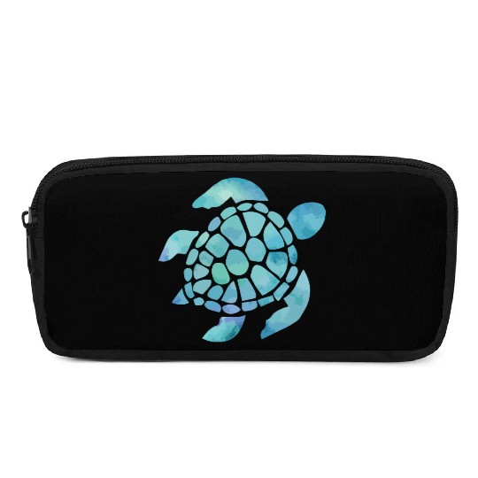 Sea Turtle Watercolor Blue Pencil Cases