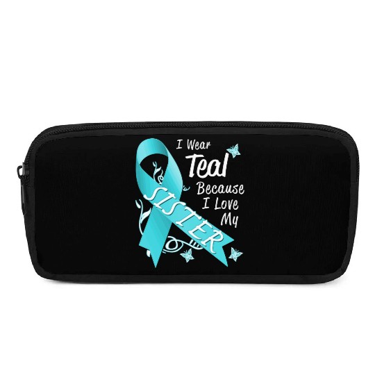 Love Sister Teal Ribbon Ovarian Cancer Awareness S Pencil Cases