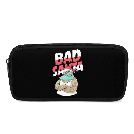 Bad Santa Claus Christmas Tattoo Pencil Cases