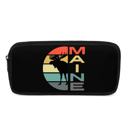 Maine Moose Retro Sunset Acadia Nature Vintage Pencil Cases