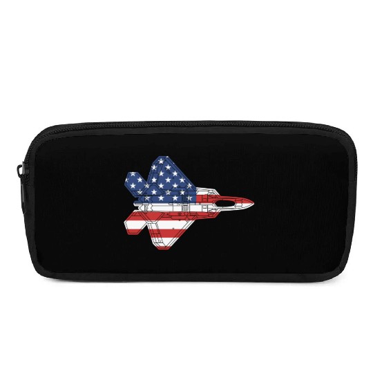F-22 Raptor Fighter Jet Airplane American Flag F22 Pencil Cases