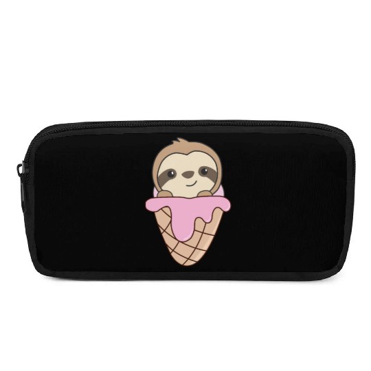 Sloth Pink Ice Cream Waffle Cute Animals For Kids Pencil Cases