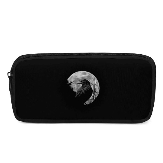 Mystic Black Crow Artwork Full Moon Raven Pencil Cases