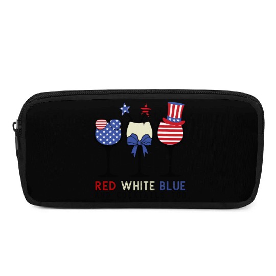 Red White Blue and Cocktails Pencil Cases