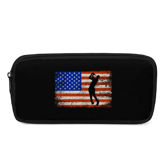 4th of July Golf American Flag Patriotic Pencil Cases