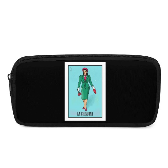 La Chingona The Bad Ass Woman Card Mexican Lottery Pencil Cases