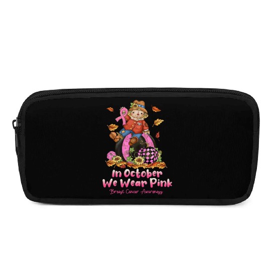In October We Wear Pink Ribbon Scarecrow Pencil Cases