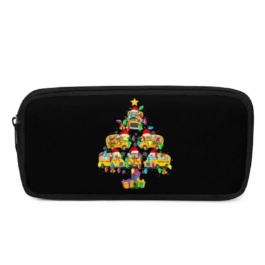 School Bus Christmas Tree Funny Santa Bus Driver Pencil Cases