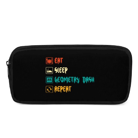 Eat sleep geometry dash repeat retro Jumper Repeat Pencil Cases