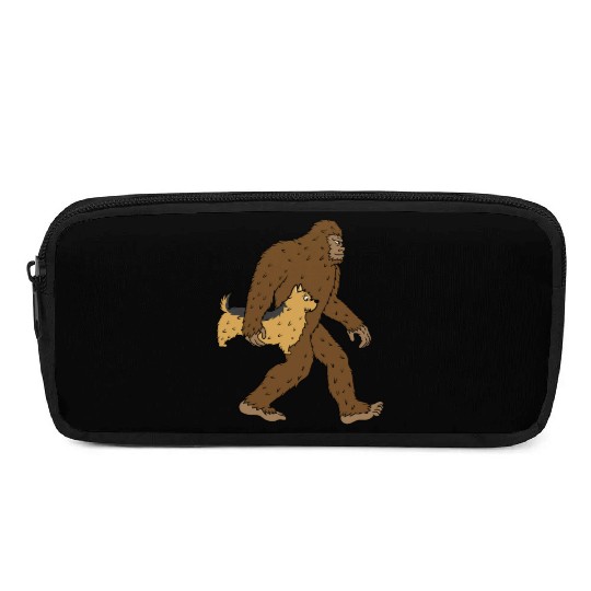 Bigfoot Sasquatch Carrying Yorkshire Terrier Pencil Cases
