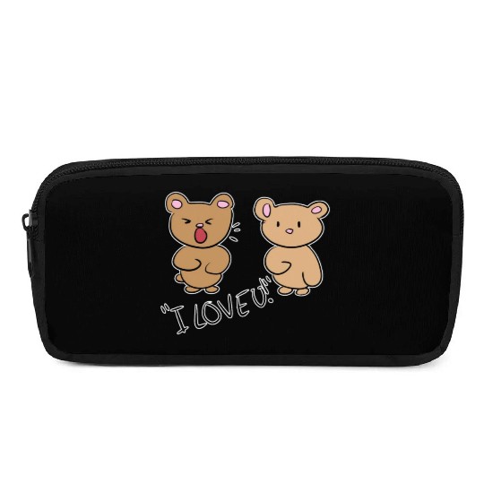 i love you teddy bear couple Pencil Cases
